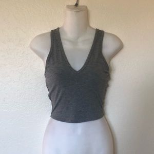 Grey Tank With Deep V-Neck